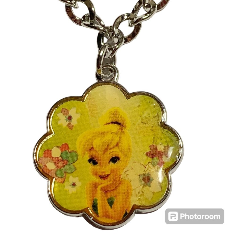 Vintage Disney Tinker Bell Tinkerbell Charm Bracelet Starter 8" Fairy SilverTone
